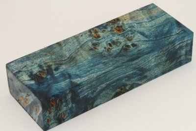 Bloc pour la coutellerie, Loupe de Peuplier stabilis&eacute;e bleu, ref:BLpPEs76296b