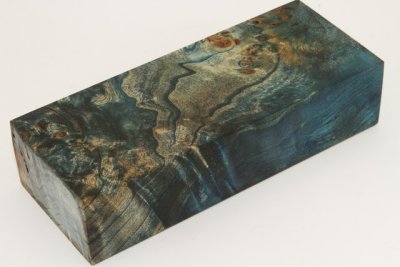 Bloc pour la coutellerie, Loupe de Peuplier stabilis&eacute;e bleu, ref:BLpPEs76297b