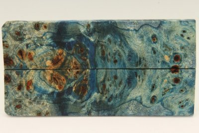 Plaquettes pour la coutellerie, Loupe de Peuplier stabilis&eacute;e bleue, ref:PLpPEs76283b