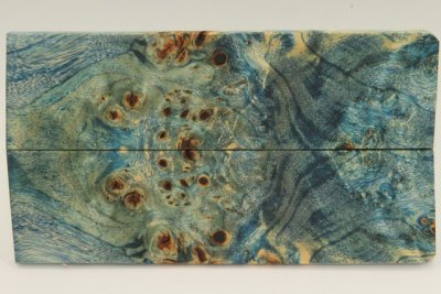 Plaquettes pour la coutellerie, Loupe de Peuplier stabilis&eacute;e bleue, ref:PLpPEs76285b