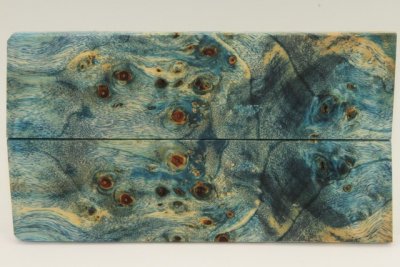 Plaquettes pour la coutellerie, Loupe de Peuplier stabilis&eacute;e bleue, ref:PLpPEs76287b