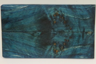 Plaquettes pour la coutellerie, Loupe de Peuplier stabilis&eacute;e bleue, ref:PLpPEs76288b