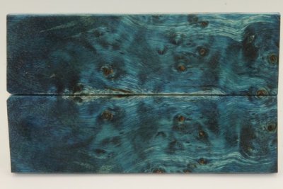 Plaquettes pour la coutellerie, Loupe de Peuplier stabilis&eacute;e bleue, ref:PLpPEs76289b