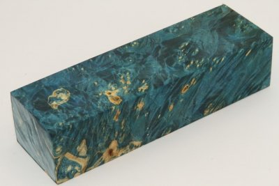 Bloc pour la coutellerie, Loupe d'Erable N&eacute;gundo stabilis&eacute; bleu, ref:BLpErs76347b