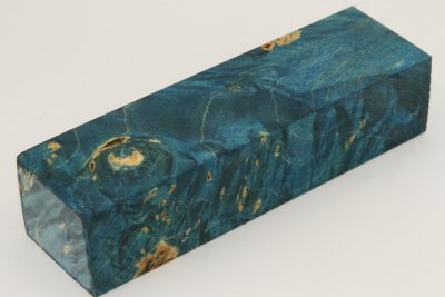Bloc pour la coutellerie, Loupe d'Erable N&eacute;gundo stabilis&eacute; bleu, ref:BLpErs76346b