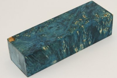 Bloc pour la coutellerie, Loupe d'Erable N&eacute;gundo stabilis&eacute; bleu, ref:BLpErs76349b