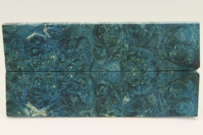Plaquettes pour la coutellerie, Loupe d'Erable N&eacute;gundo stabilis&eacute; bleu, ref:PLpErs76336b