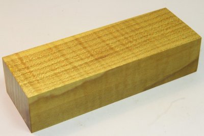 Bloc pour la coutellerie, Erable sycomore ondé stabilisé jaune, ref:BESOs13810j