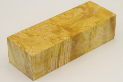 Bloc pour la coutellerie, Loupe d'Erable Négundo stabilisé jaune, ref:BLpErs29652j