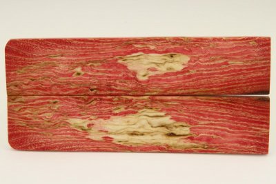 Plaquettes pour la coutellerie, loupe de Frêne stabilisé rouge, ref:PLpFs41140r
