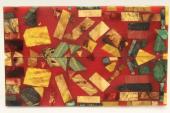 Plaquettes pour la coutellerie, Arlequin, bois stabiliss + rsine rouge, ref:PArl59931