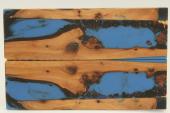 Plaquettes pour la coutellerie, loupe de Cade + rsine bleue, ref:PRLpCad60233