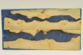 Plaquettes pour la coutellerie, loupe de Buis + résine bleue, ref:PRLpBU64856