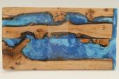 Plaquettes pour la coutellerie, loupe de Cade + résine bleue, ref:PRLpCad66833