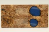Plaquettes pour la coutellerie, loupe d'Olivier + résine bleue, ref:PRLpO66828