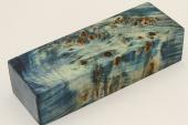 Bloc pour la coutellerie, Loupe de Peuplier stabilise bleu, ref:BLpPEs68957b