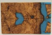 Plaquettes pour la coutellerie, loupe d'Olivier + rsine bleue, ref:PRLpO69537