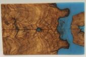 Plaquettes pour la coutellerie, loupe d'Olivier + rsine bleue, ref:PRLpO69535