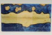 Plaquettes pour la coutellerie, loupe de Buis + résine bleue, ref:PRLpBU69548