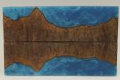 Plaquettes pour la coutellerie, loupe de Chechen + rsine bleue, ref:PRLpChCh71940