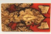 Plaquettes pour la coutellerie, loupe d'Olivier + rsine rouge, ref:PRLpO71926