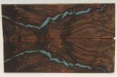 Plaquettes pour la coutellerie, loupe de Noyer + rsine bleue, ref:PRLpN72206