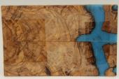 Plaquettes pour la coutellerie, loupe d'Olivier + résine bleue, ref:PRLpO72210