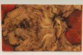 Plaquettes pour la coutellerie, loupe d'Olivier + r�sine rouge, ref:PRLpO72385