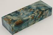 Bloc pour la coutellerie, Loupe de Peuplier stabilis�e bleu, ref:BLpPEs73840b